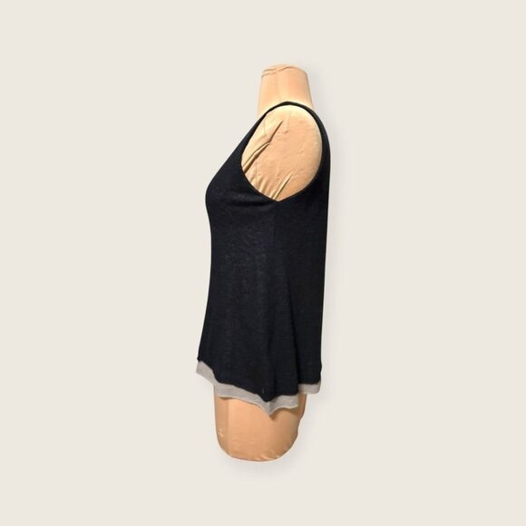 Eileen Fisher Layered Knit Tank XSP Black Taupe Top Sweater EUC Casual Classic - Picture 3 of 5